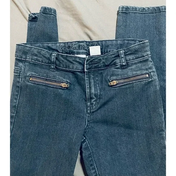 Joe Fresh Girls Kids Dark Denim Skinny Jeans SZ 12 Zip Front Pockets - Picture 4 of 6